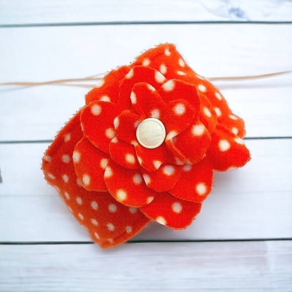 Handmade Orange and White Fleece Headband - Picture 2 of 5